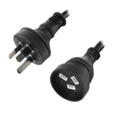 Black Australian AUS/NZ Power Extension Cord