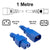 1M Blue IEC-C14 to IEC-C15 High Temperature IEC Extension Cord CAB30-010-BLU