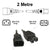 2M Black IEC-C14 to IEC-C15 High Temperature Male Female Power Cord DT-K3742-020 