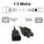 1.5M Black IEC-C14 to IEC-C15 High Temperature Male Female Power Cord DT-K3742-015